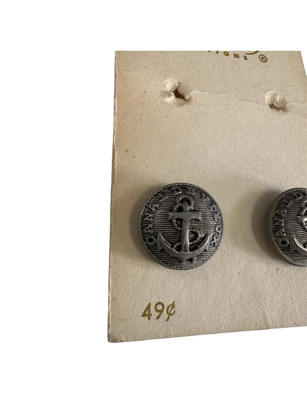 VTG LaMode Buttons Lot of 2 Canal de Vieux Anchor Sailor Navy Silver Tone 5/8